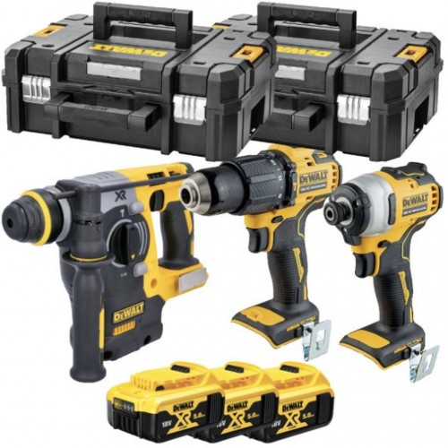 DeWALT DCK377P3T Aku súprava náradia (DCD708+DCF809+DCH273+18V/3x5,0Ah) 2xTstak